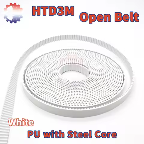 HTD3M Polyurethane Steel PU Belt White HTD3M Open Timing Belt Belt Width 10/15/20~40mm 3M Open Belt