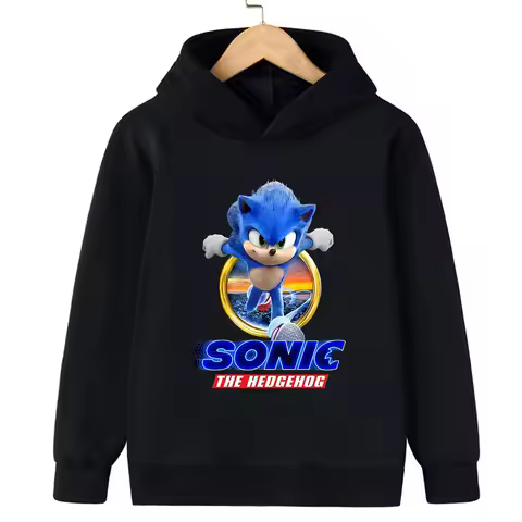 Sonic Dynamic Image Printed Kids' Hoodie, Let Children Wear Energetic Game-Inspired Playful Fashion 