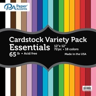 Paper Accents Cardstock Variety Packs 12x12 72pc 65lb Rainbow Bold Hues Cardstock