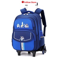 แฟชั่น ACE🔥รถเข็นกระเป๋าโรงเรียนการป้องกันกระดูกสันหลังน้ำหนักเบาสำหรับเด็กชายความจุมากสำหรับเด็กประถมเกรด1-6กระเป๋าโรงเรียนรถเข็นกระเป๋าเดินทางแบบกระเป๋าเดินทางสามารถใช้ขั้นบันไดและ Backpack2024030202แบบลากหกล้อได้