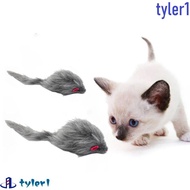 TYLER1 Grey Plush Mouse Cat Toy, Simulation Mouse Soft False Mouse Cat Pet Toys, Cats Training Game Souding Plush Bite Resistant Long-haired Tail Mice Toys Relieve Boredom