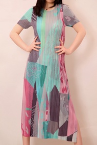 8832 One Size (45-75kg) Sanzhai Long Loose Slimming Temperament Painted Print Dress For Women