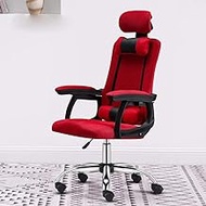 Desk Chair Computer Chair Home Office Chair Game Gaming Chair Backrest Boss Chair Lift Rotating Seat Comfortable Chair (Color : Mesh Cloth with footrest Red) interesting
