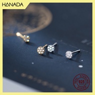 Hanada 925 Silver Earrings Round Small Stone 1 pair 0616 C13