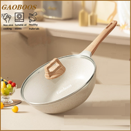 Gaoboos Non Stick Frying Wok 28cm/30cm kitchen Cooking Egg flat pan Kawali with cover big size Die-C