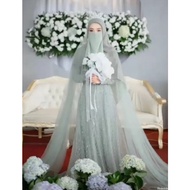 gaun pengantin muslimah syar'i gaun walimah gaun akad gaun pengantin