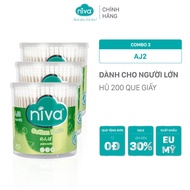 COMBO 3 JARS OF NIVA Cotton Swabs for Adults 200 AJ2 Paper Sticks