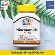ไนอาซินาไมด์ วิตามินบี Niacinamide 500 mg 110 Tablets - 21st Century
