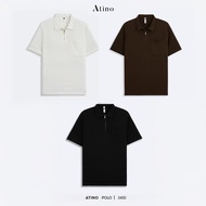 ATINO Men's Plain Polo Shirt with Zip Collar in Regular Cotton Fabric L.3.3450
