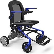 Fashionable Simplicity Folding Electric Wheelchair Portable Travel Powerchair Fold In 1 Second Now. The Lightest &amp; Most Compact Power Chair In The World Red (Blue) (Color : Blue)