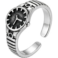 Vintage Rings Silver Funky Cool Mens Adjustable Watch Ring Jewelry Stacking Personalized Stylish Uni