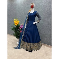 Faux Georgette Long Gown