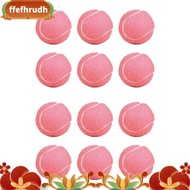 12Pcs Pack Pink Tennis Balls Wear-Resistant Elastic Training Balls 66mm Ladies Beginners Practice Te