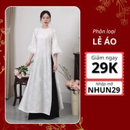 Áo dài gấm thọ dơi tay lỡ phối lông tay áo dài nữ cách tân dáng suông kèm quần lụa mềm mại - A012