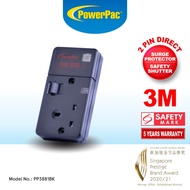 PowerPac Extension Socket Extension Cord, Power Cord, Power Extension 3M (PP3881BK)