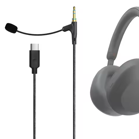 Geekria Boom Mic Headphones Cable Compatible with Sony WH-1000XM5, Skullcandy Crusher ANC 2, Beats S