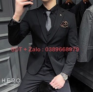 Vest Nam Bộ Vest Nam Cao Cấp 2 Cúc màu đen Suit Nam Bộ Suit Nam Hàn Quốc 2 Cúc