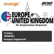 [Orange- Europe/UK] 14 Days | 10GB(4G) Data SIM Card | Plug and Play | No Registration Required