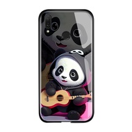 เคสใส่โทรศัพท์สำหรับ Huawei Y9 Y8P Y9 2018 2019 Y9ได้อย่างยอดเยี่ยม2019 Y9s การ์ตูนชุด3D หมีแพนด้าเคสโทรศัพท์มือถือกระจกเทมเปอร์เรียบ