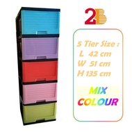 5 Tier Plastic Drawer / Laci / Almari Plastic / Plastic Drawer / Big Cabinet / Storage Cabinet / Cloth Cabinet