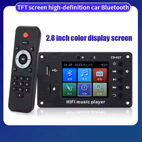 2.8-Inch Color Screen Bluetooth 5.1 Car Synchronization Lossless Decoding Board Time Alarm Clock Fm 