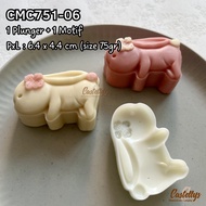Cmc751-06 Mooncake Mold 75gr Rabbit Pia Moon Nastar Snowskin Cake