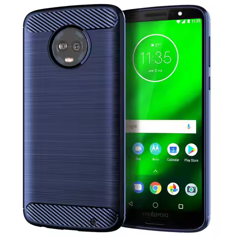Shockproof Carbon Fiber Case for Moto G6 Plus G6+ Brushed Texture Rubber Silicone Case for moto g6 p