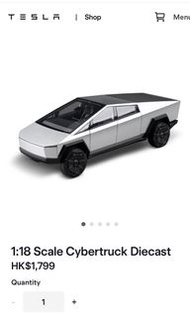 正版Tesla cybertruck 模型 1:18 Scale Cybertruck Diecast