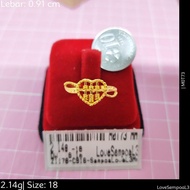 Murni Mewah Emas916, Cincin Sempoa Love L3 Mn 1178 0.9 cm Pd 18