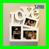 TJYKU 3 in 1 White Hollow Love Wooden Family Picture Photo Frame DIY Art Decor Frame RHTTR