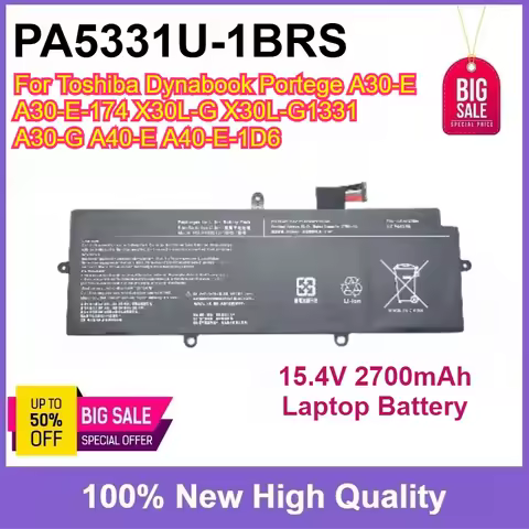 PA5331U-1BRS 15.4V 2700mAh Laptop Battery For Toshiba Dynabook Portege A30-E A30-E-174 X30L-G X30L-G