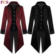 【Fashion】2020 Men Vintage Tailcoat Gothic Steampunk Trench Coat Men Retro Frock Outfit Overcoat Men 