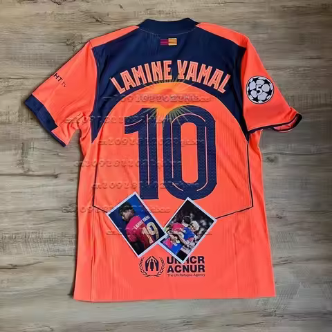 2024-2025 Away Jersey Number 10 LAMINE YAMAL Short Sleeved Football Jersey for Children, Adult Fans,
