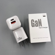 30W Dual Port A+C Charger Suitable for iPhone14Pro13 Apple MAX Mobile Phone White Mini Gallium Nitri