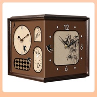 2024New Vintage Style Corner Double-Sided Wall Clock Living Room Retro Corner Clock No-Drill Corner 
