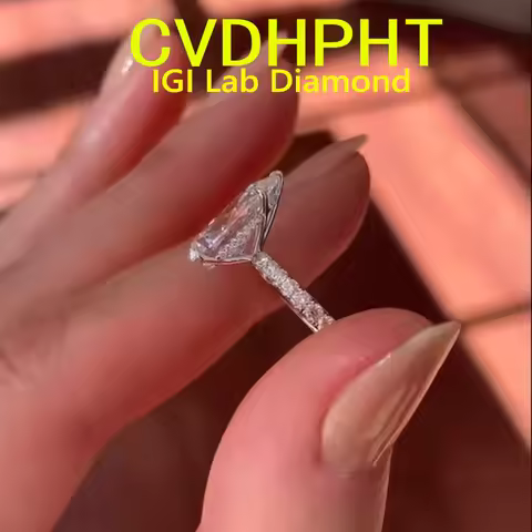 Popular 3 4 5Ct Real Solid Platinum pt950 White gold Lab grown dimaond ring IGI Pear cut D VS1 Weddi
