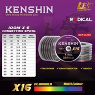 PE RADICAL KENSHIN X16 100M MULTICOLOR FISHING LINE
