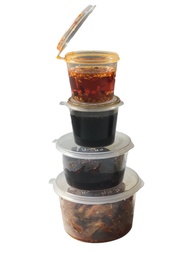 1oz 1.5oz 2oz 2.5oz 4oz Round Disposable PP Plastic Container Hinged 100/50pcs± Teka N Deli Containe