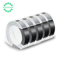 5 Pack Label Tape for Dymo Embossing Tape 12mm 3D Emboss Labels, White on Black for DM1595 Organizer