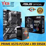 [COMBO SET] Asus PRIME X570-P/CSM AMD AM4 X570 ATX Motherboard + AMD RYZEN 9 5950X PROCESSOR