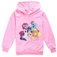 [In Stock] Ponys Long-sleeved Girl Casual Outfits Autumn Kid's Clothes Cartoon Cotton Blend Pullover Top Anime Hoodies Boys Girls