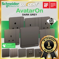  Schneider AvatarOn Wall Switch &amp; Socket 13/20A 1/2/3/4 Gang 1/2 Way Water Heater Auto Gate Flat Round Pin [Grey]