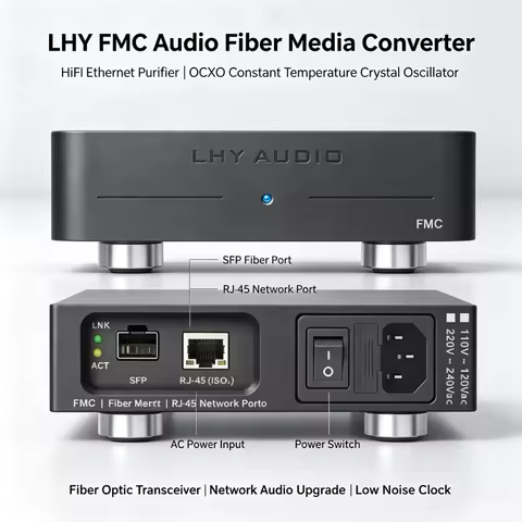 LHY FMC Audio HIFI Fever Ethernet Purifier Fiber Optic Transceiver OCXO Constant Temperature Crystal