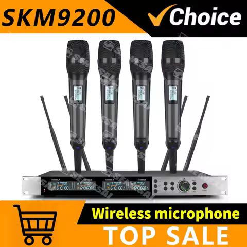 SKM9200/9000 Wireless Microphone (Whole Metal) 4 Channels UHF Professional Mic Dynamic Handheld For 