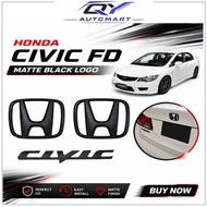 Honda Civic FD Front Rear Emblem Civic Wording Logo Matte Black Logo Civic FD logo Civic Accessories