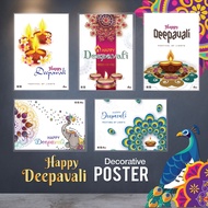 [A4 Laminated Poster] Happy Deepavali Indian Festival Wall Decor Ganesha Hindu Diwali Rangoli home Decoration Dinding