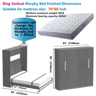 Murphy Bed KIT ฮาร์ดแวร์ DIY พร้อมโครงสปริงกันชนแก๊สหยาบที่นอนปกปิดสําหรับตู้พับกึ่งอัตโนมัติ