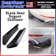 2x Universal Glossy Black Rear Bumper Lip Diffuser Splitter Canard Protector Car