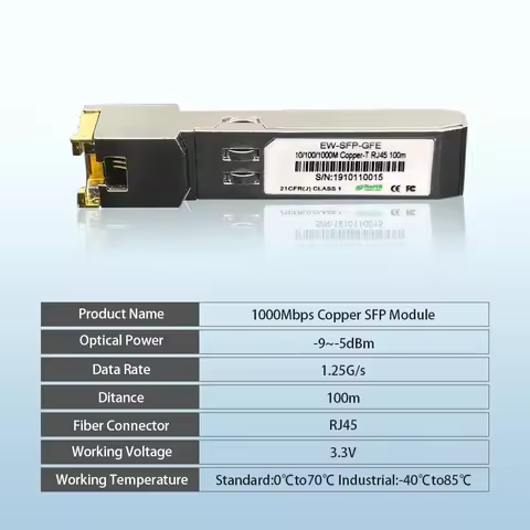Gigabit RJ45 SFP Module 1000Mbps SFP Copper RJ45 SFP Transceiver Module Compatible for CISCO for HUA