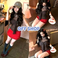 OFF SHOP (OFF-2968-NZ-XM) Low-Waist Skirt A-Line Style Serrated Tip Tight-Fitting Embroidered With L